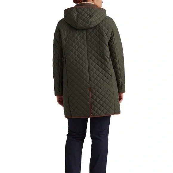 Ralph Lauren Diamond quilt jacket with faux leather trim XL NWT - Picture 5 of 17